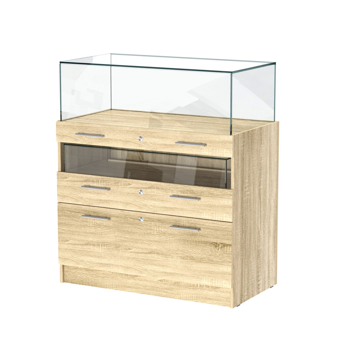 Прилавок ювелирный "Диаманд" №2-1000 пристенный Дуб Сонома