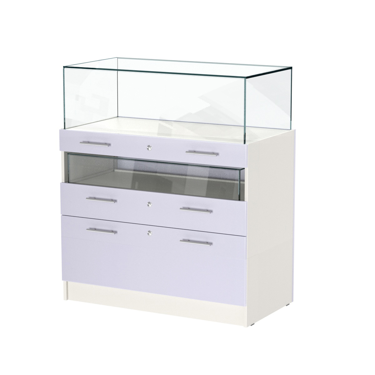 Прилавок ювелирный "Диаманд" №2-1000 пристенный ЛДСП белый + МДФ сирень