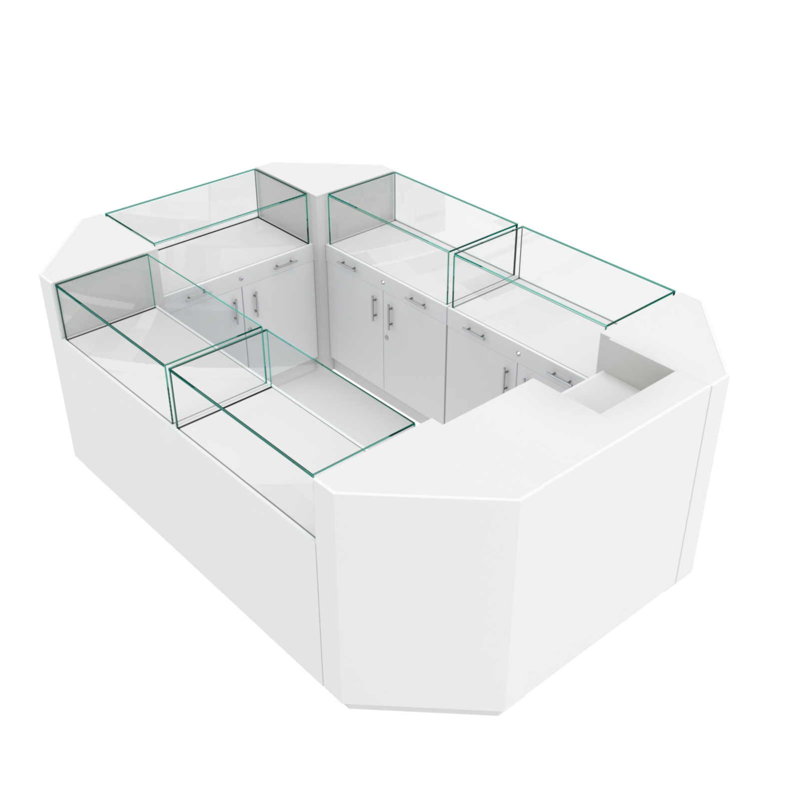 Остров ювелирный "Диаманд" №1 ЛДСП белый + МДФ белый