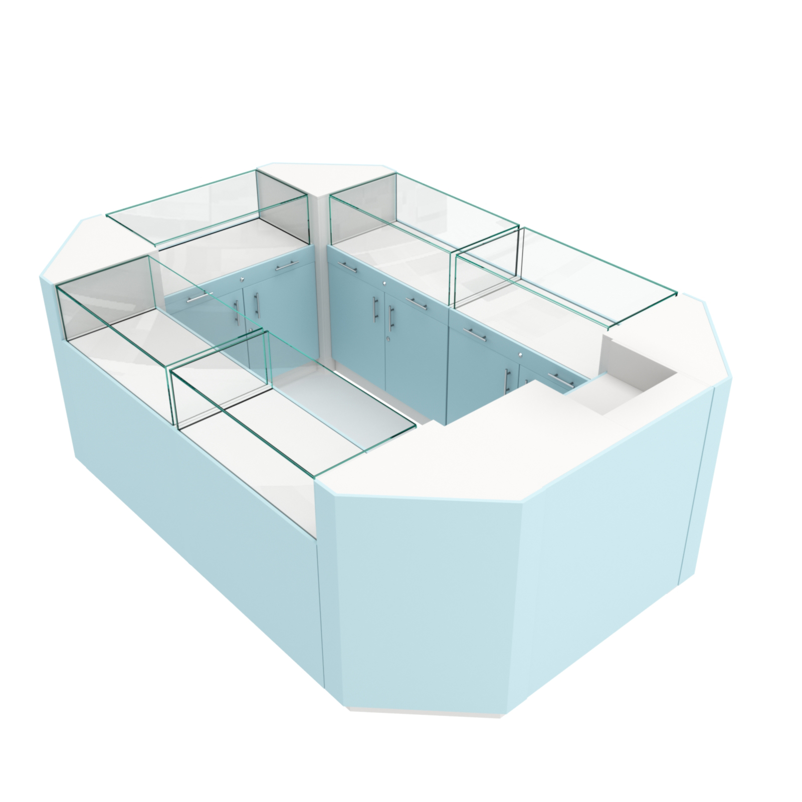 Остров ювелирный "Диаманд" №1 ЛДСП белый + МДФ голубой