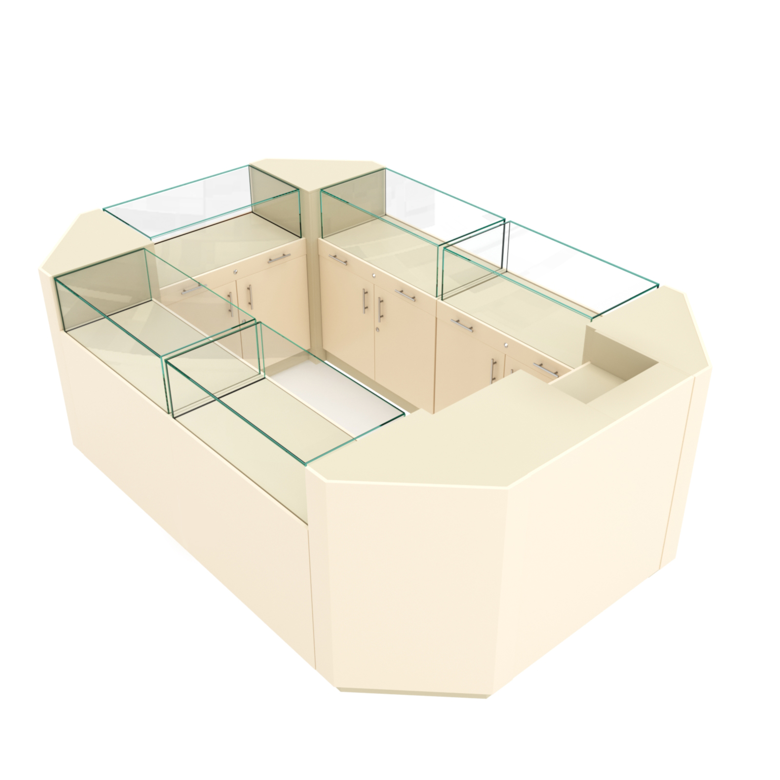 Остров ювелирный "Диаманд" №1 ЛДСП крем вайс + МДФ ваниль