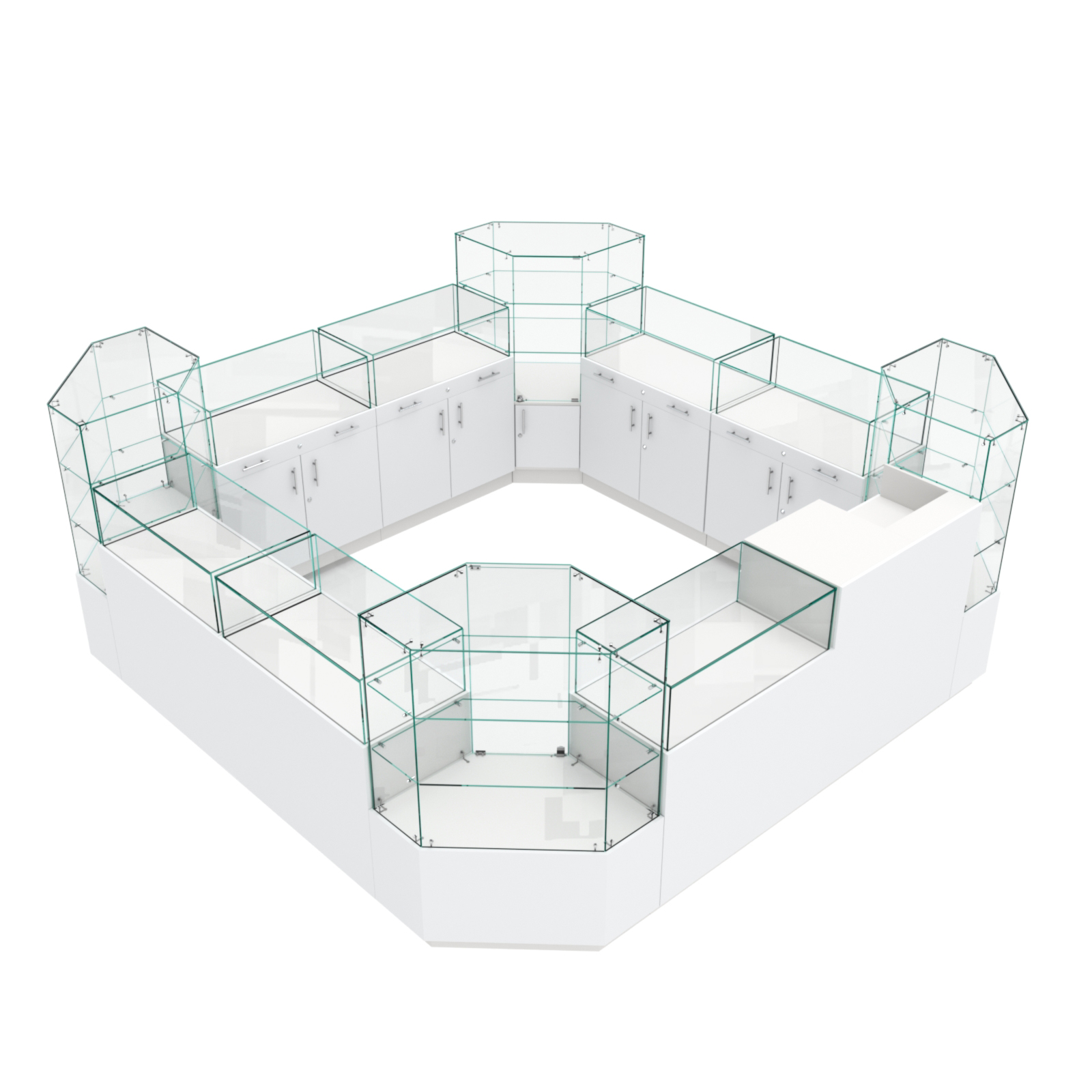 Остров ювелирный "Диаманд" №2 ЛДСП белый + МДФ белый