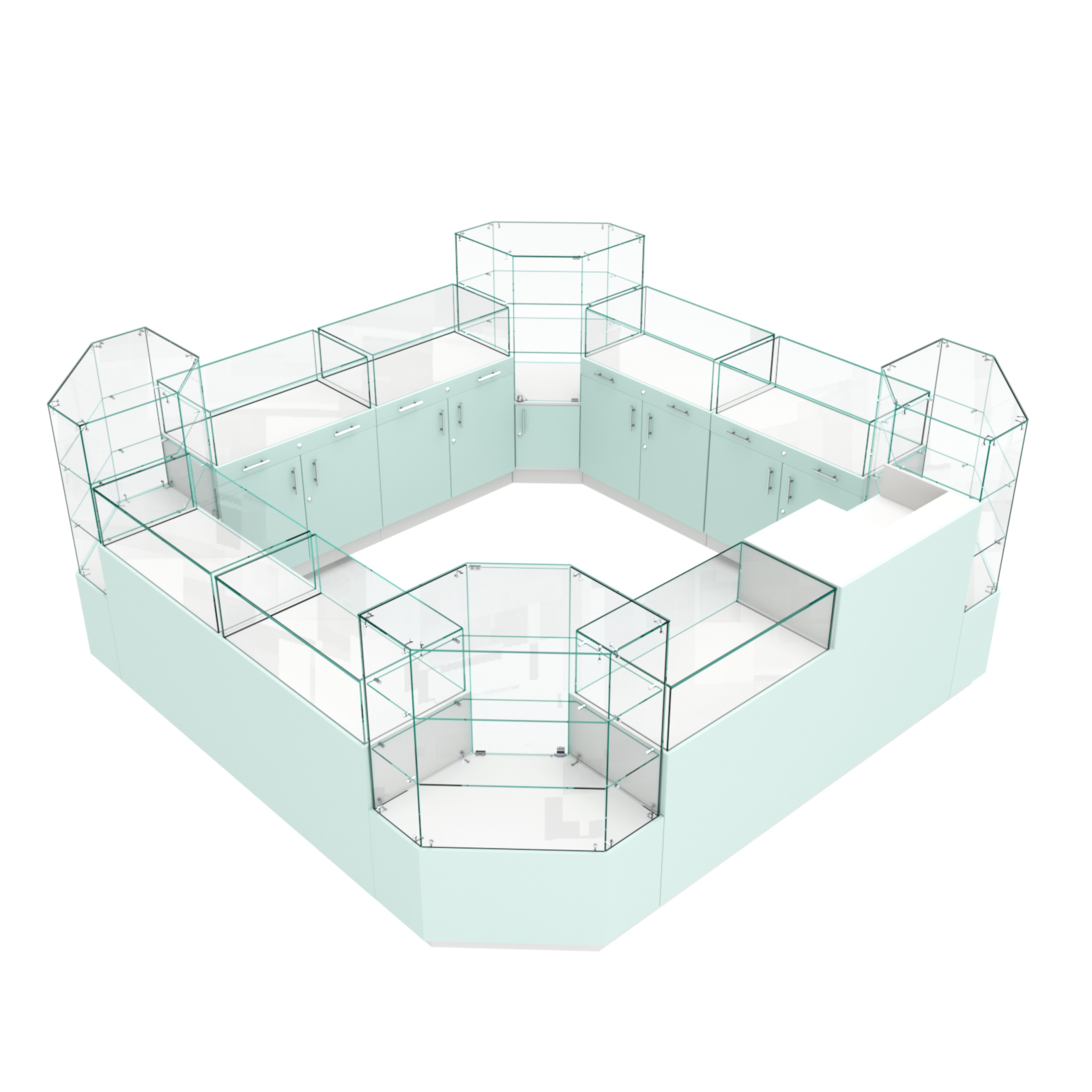 Остров ювелирный "Диаманд" №2 ЛДСП белый + МДФ мята