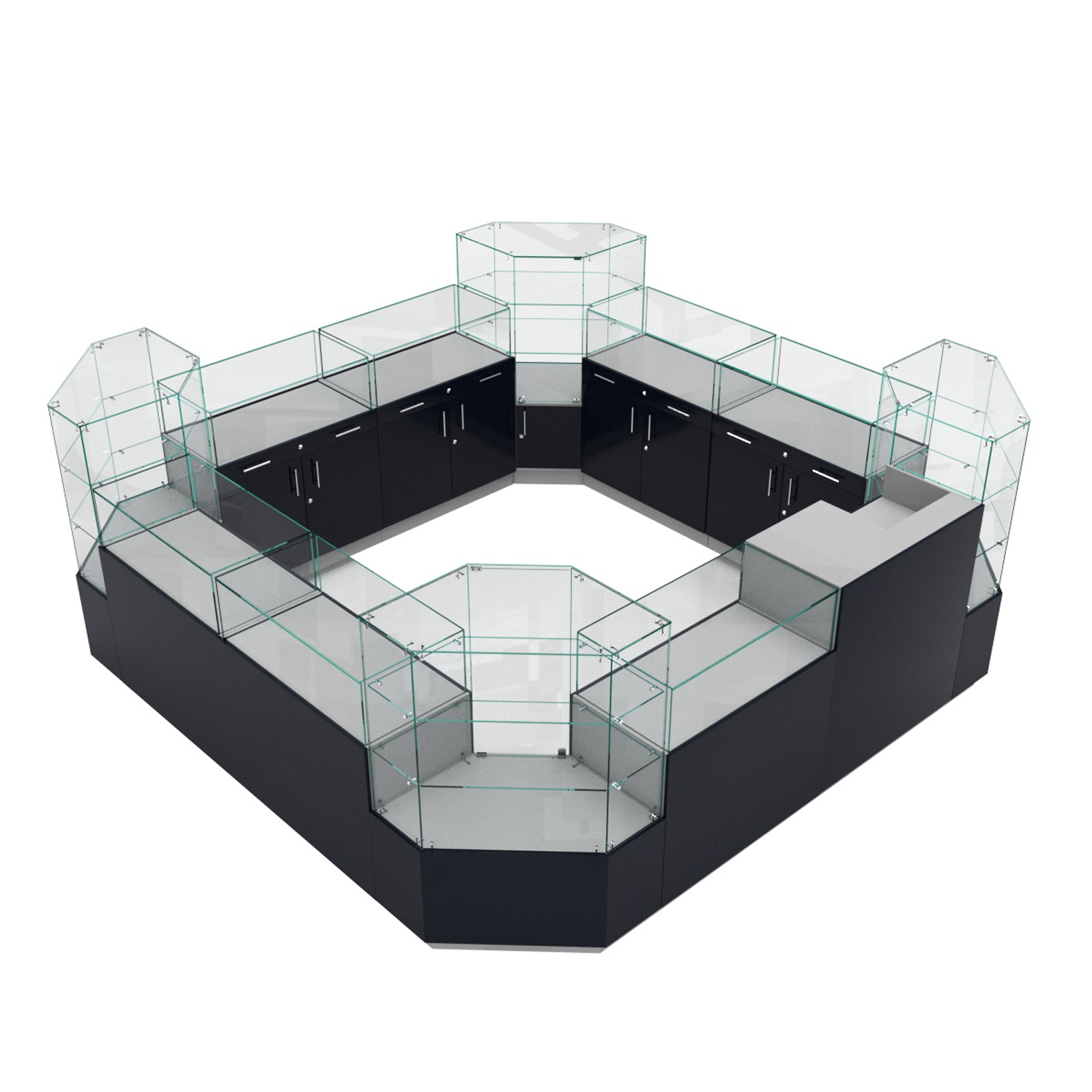 Остров ювелирный "Диаманд" №2 ЛДСП серый + МДФ инфиго