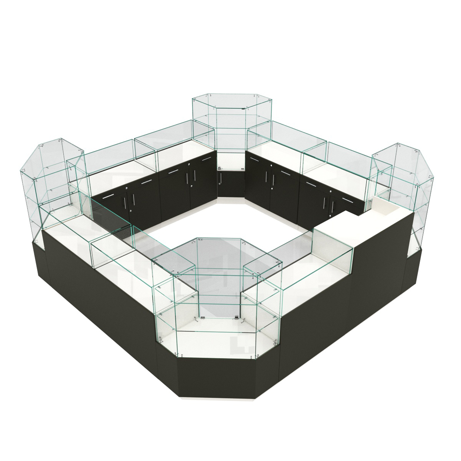 Остров ювелирный "Диаманд" №2 ЛДСП белый + МДФ черный