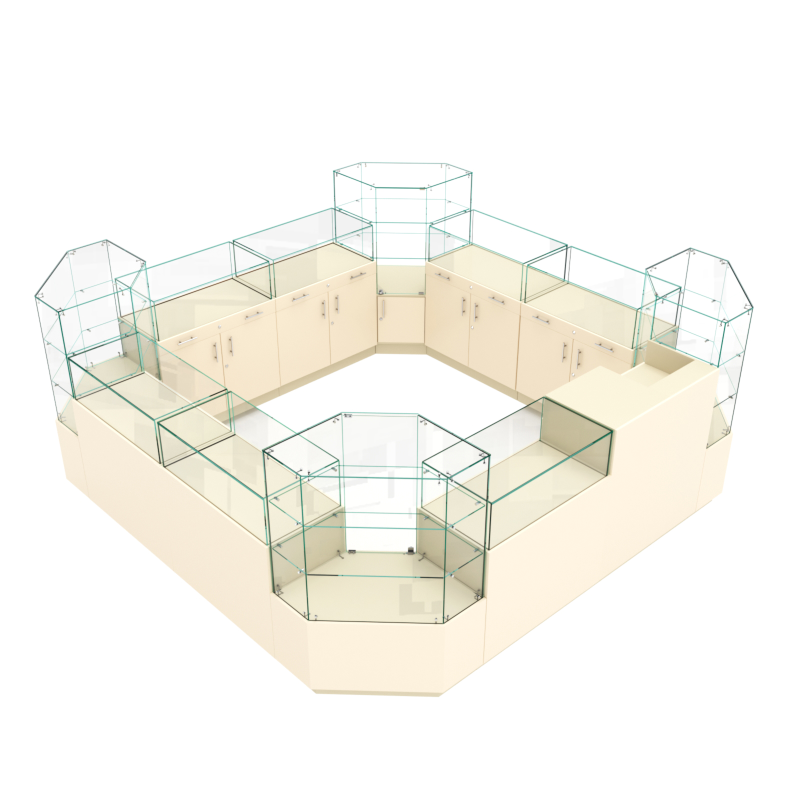 Остров ювелирный "Диаманд" №2 ЛДСП крем вайс + МДФ ваниль