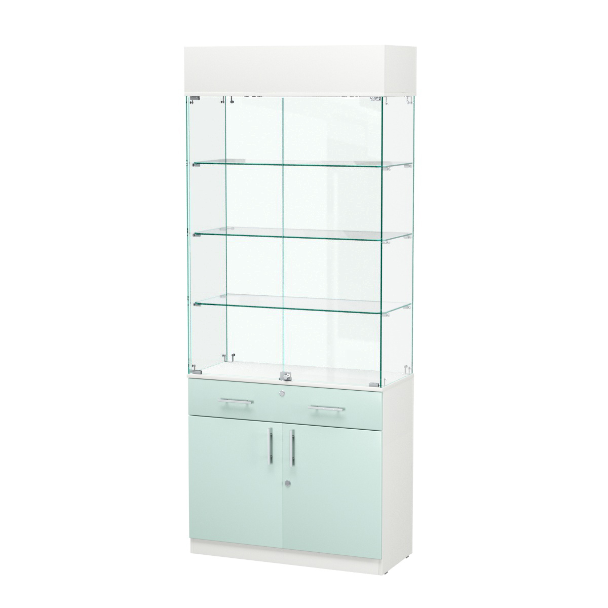 Витрина ювелирная "Диаманд" №12 ЛДСП белый + МДФ мята