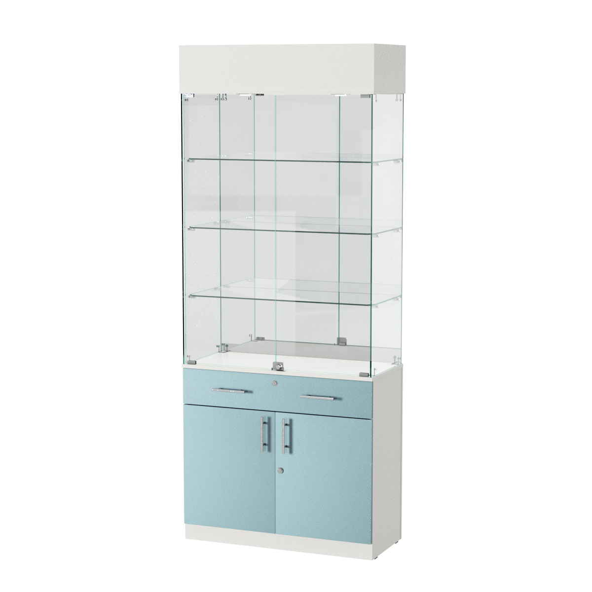 Витрина ювелирная "Диаманд" №13 ЛДСП белый + МДФ голубой