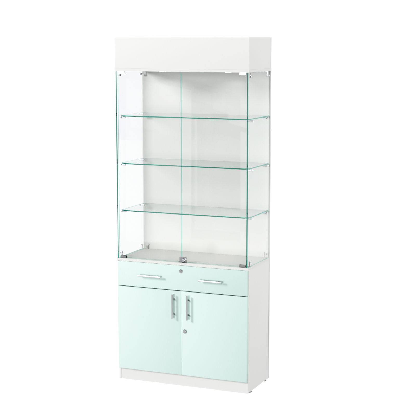 Витрина ювелирная "Диаманд" №14 ЛДСП белый + МДФ мята