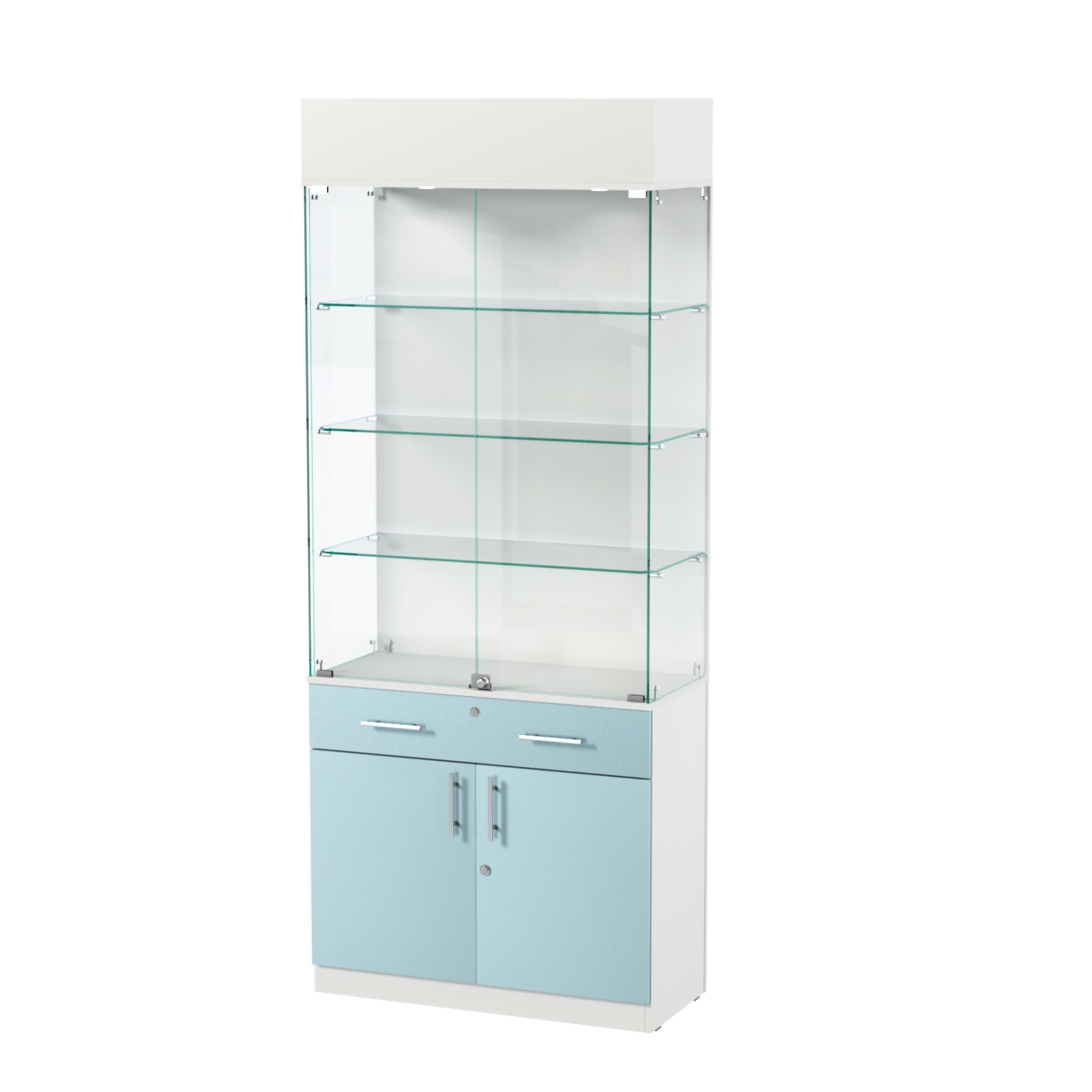 Витрина ювелирная "Диаманд" №14 ЛДСП белый + МДФ голубой