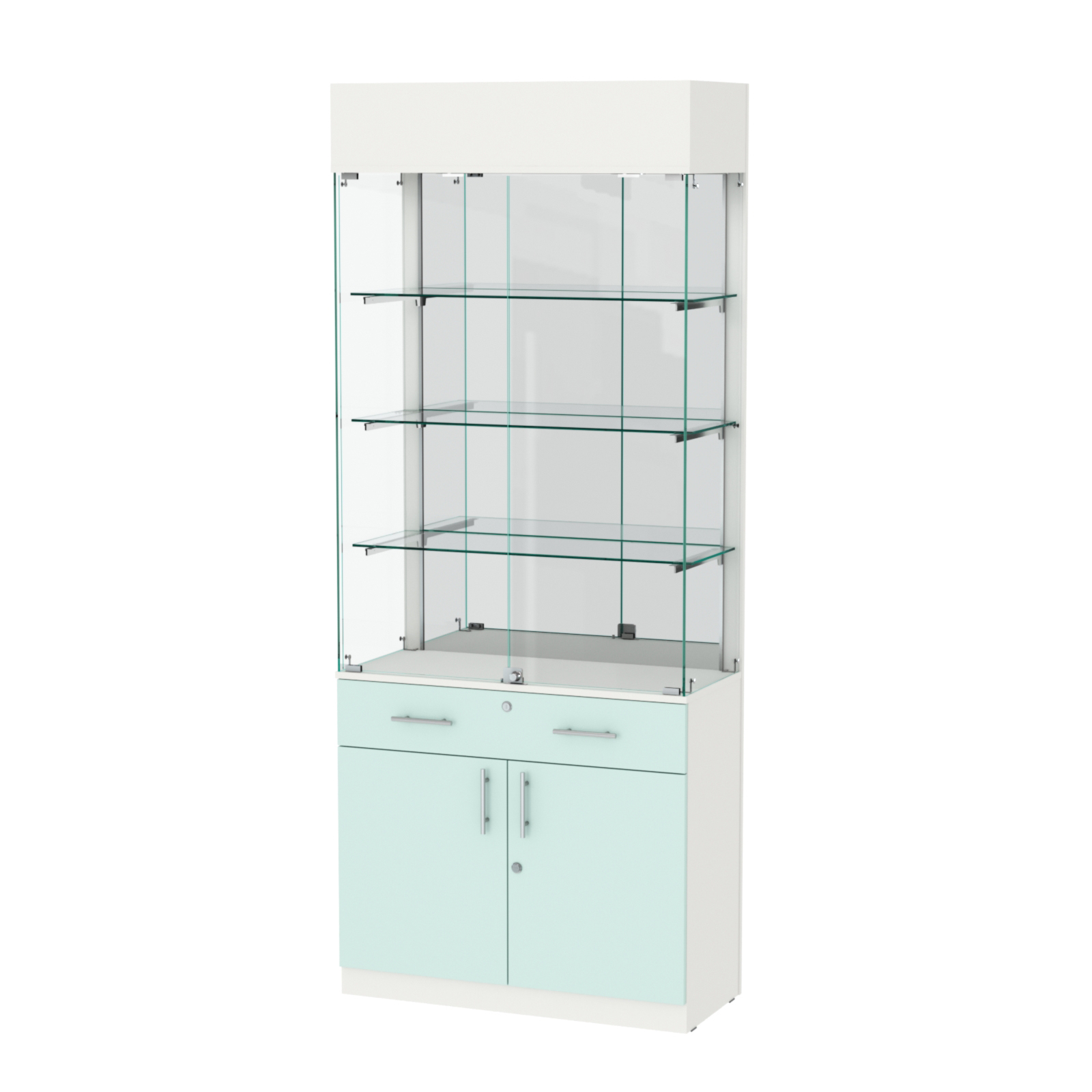 Витрина ювелирная "Диаманд" №15 ЛДСП белый + МДФ мята