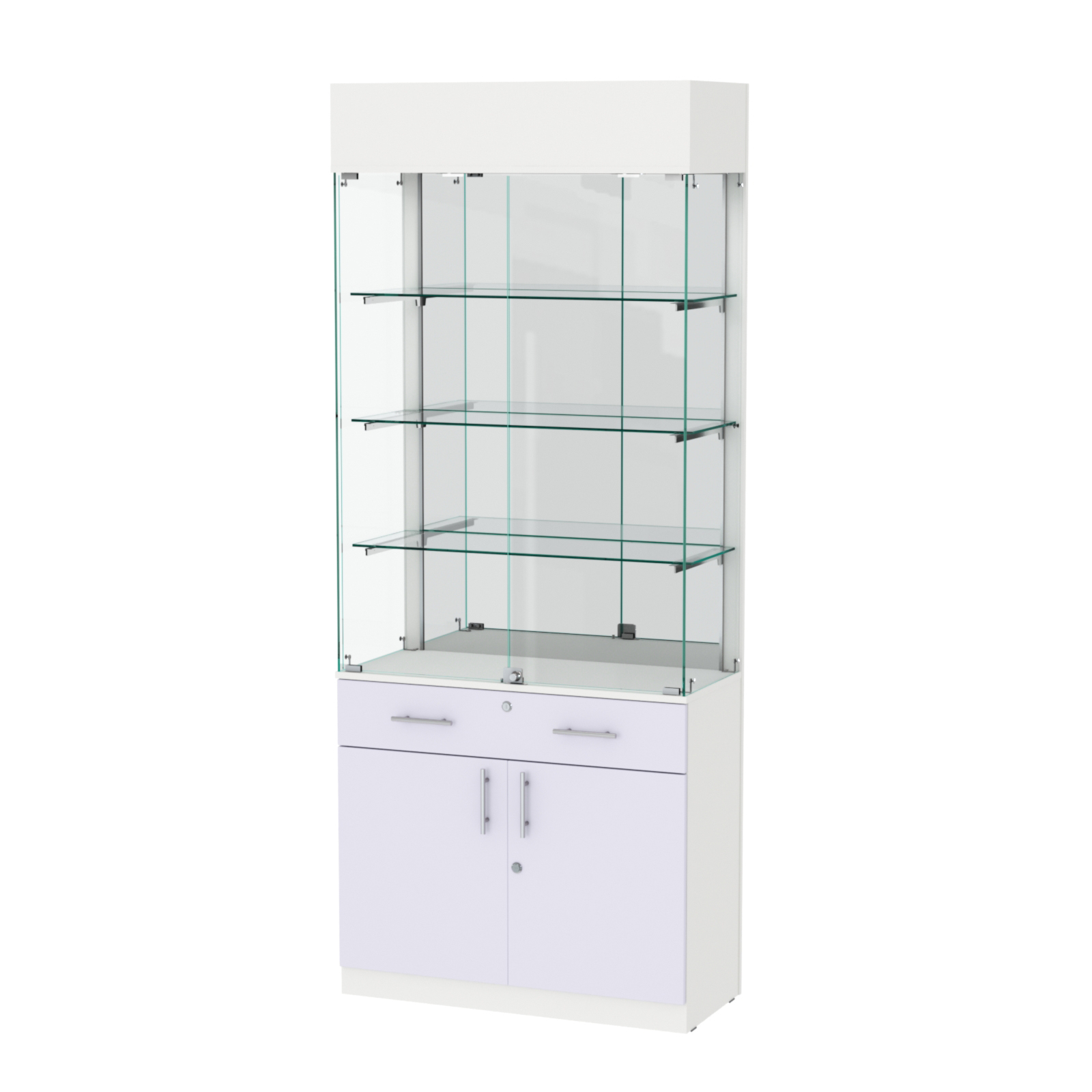 Витрина ювелирная "Диаманд" №15 ЛДСП белый + МДФ сирень