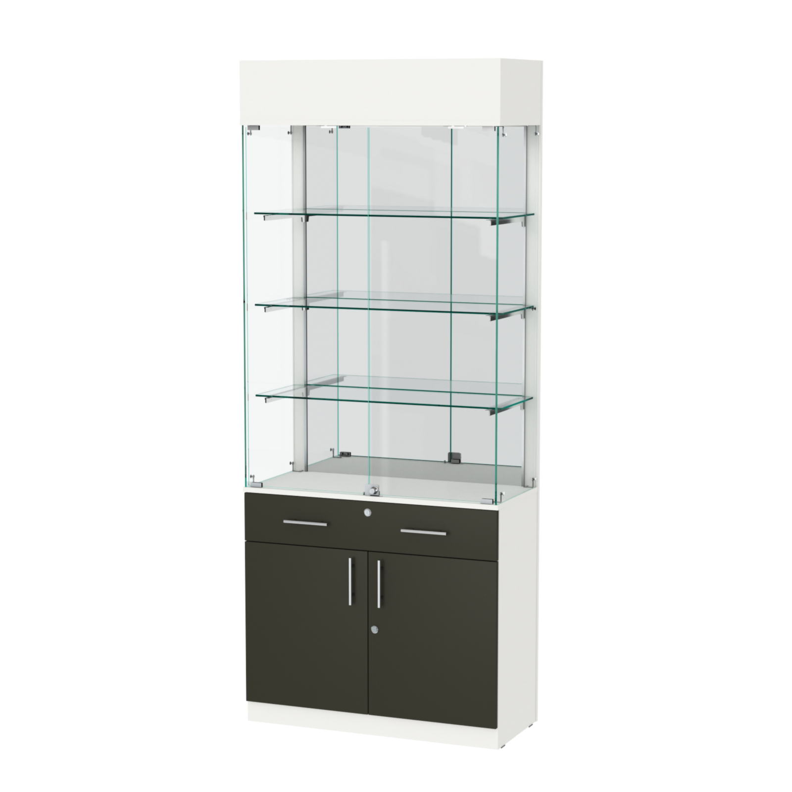 Витрина ювелирная "Диаманд" №15 ЛДСП белый + МДФ черный