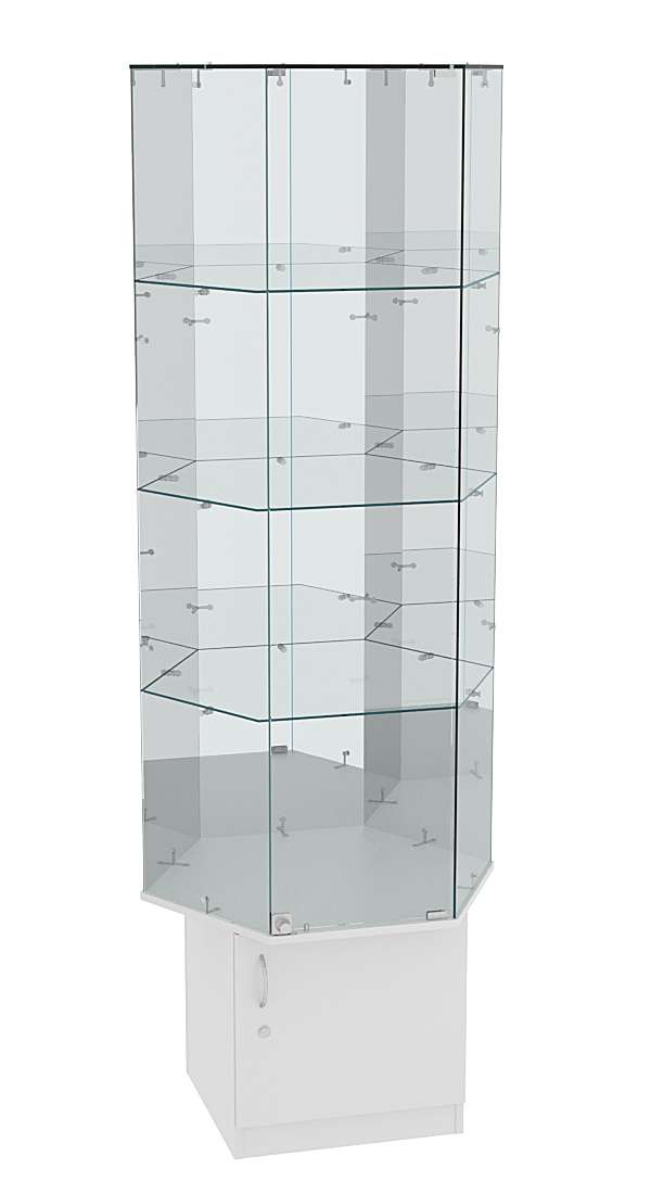 Витрина шестигранник напольная Истра №42 (три панели на З/C зеркальные) Серый