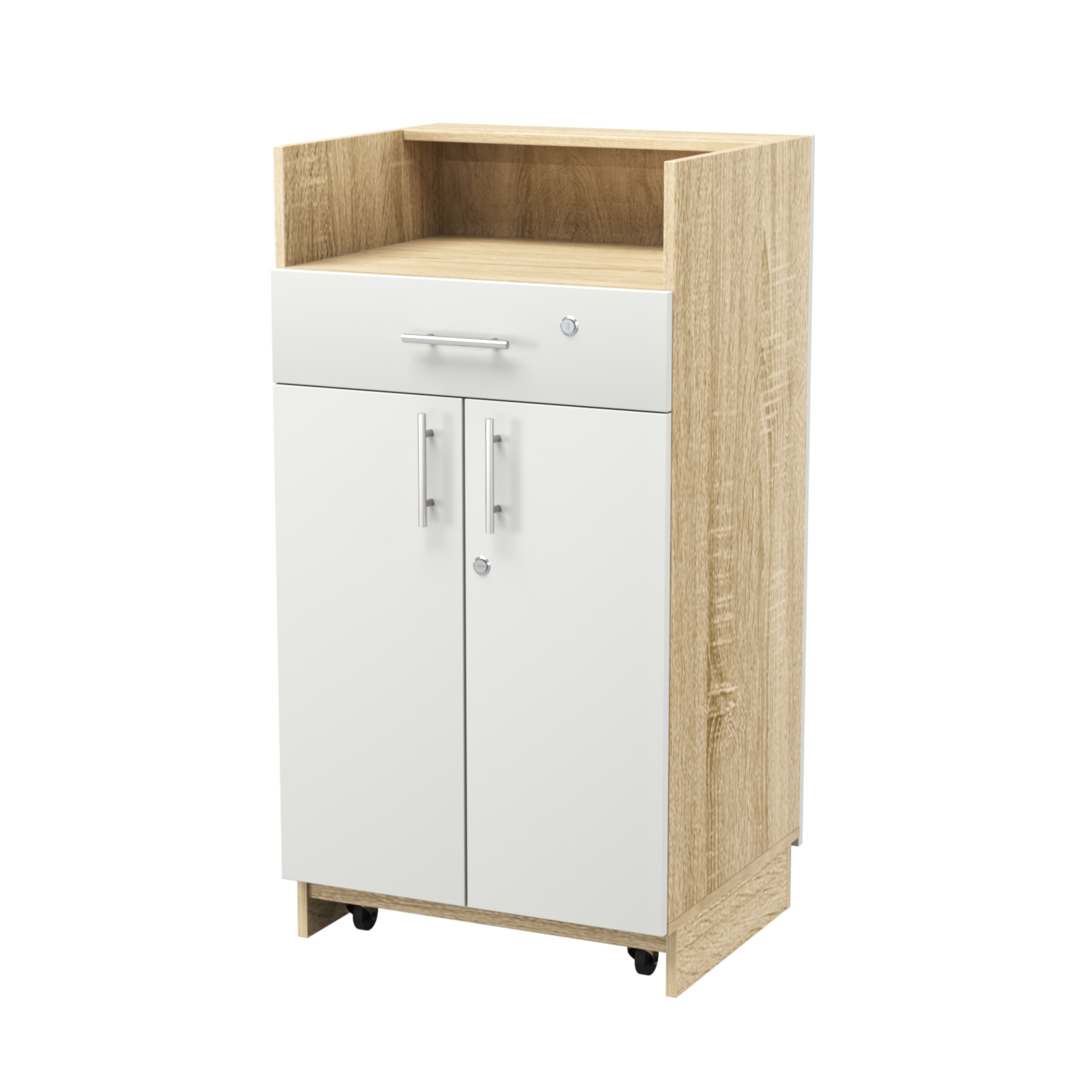 Кассовый прилавок "Диаманд" №9-600 выкатной Дуб Сонома + Белый