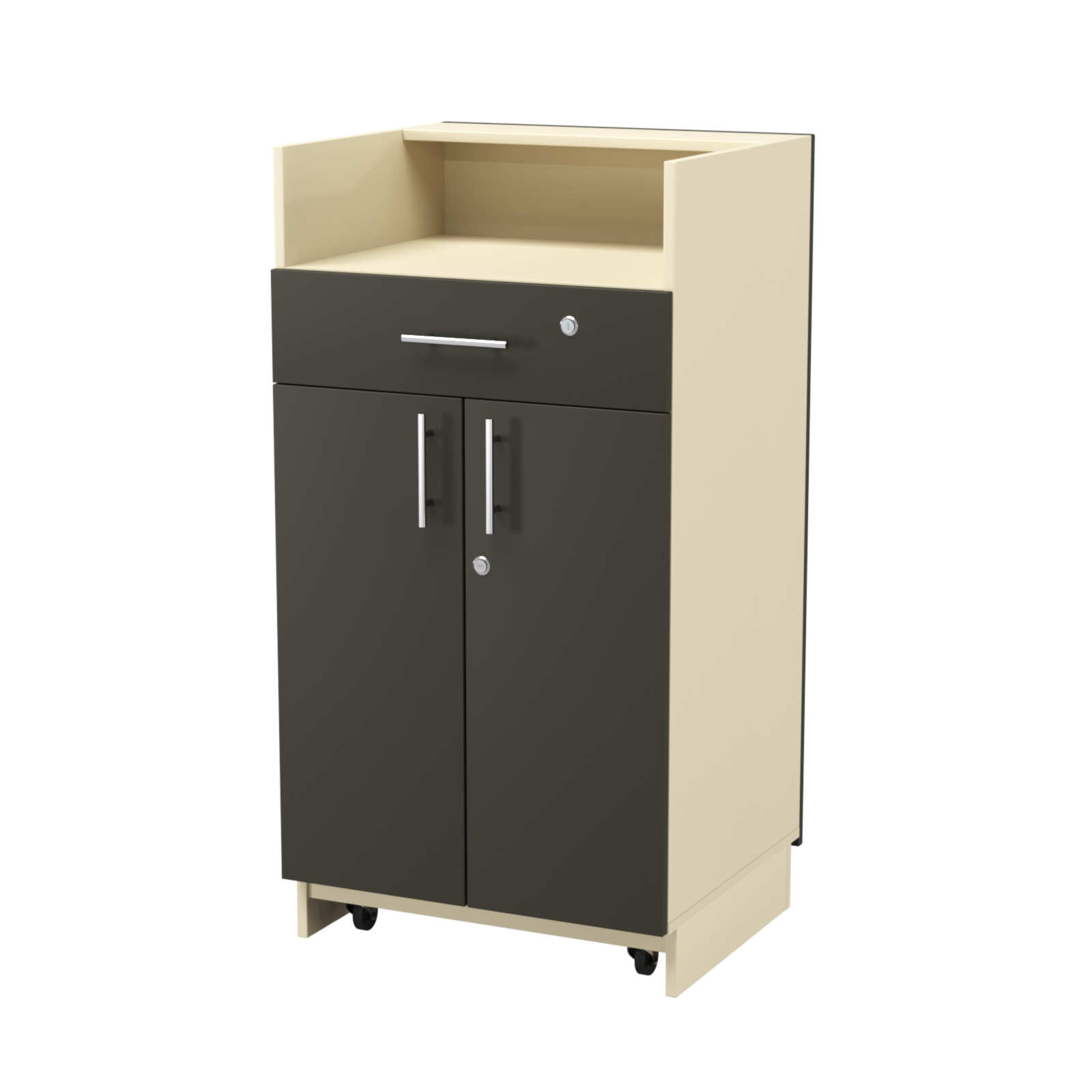 Кассовый прилавок "Диаманд" №9-600 выкатной Крем Вайс + Черный