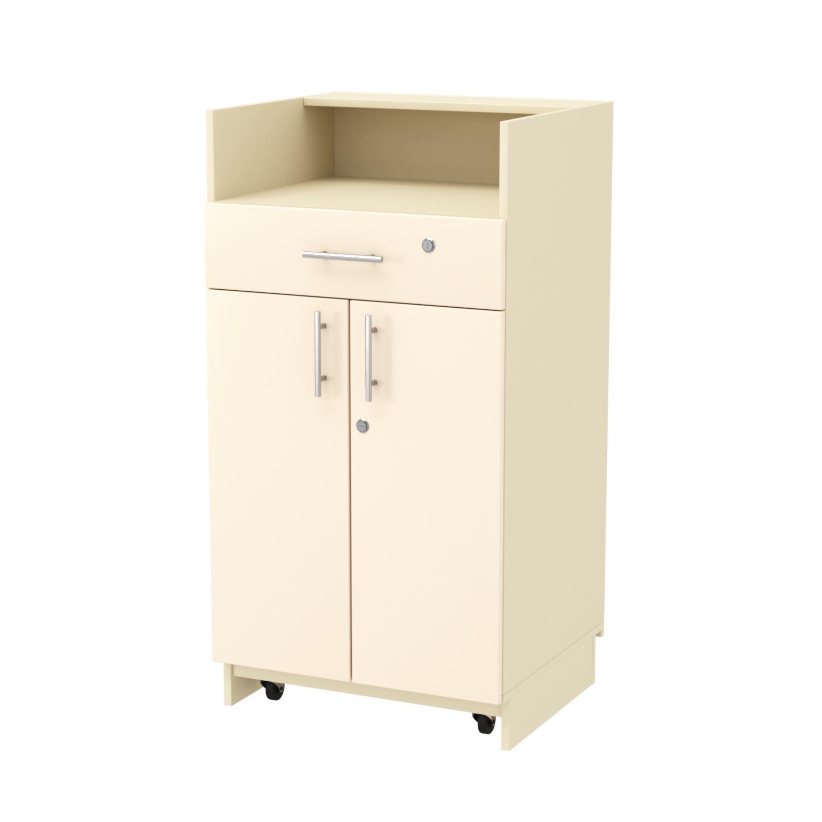 Кассовый прилавок "Диаманд" №9-600 выкатной ЛДСП крем вайс + МДФ ваниль