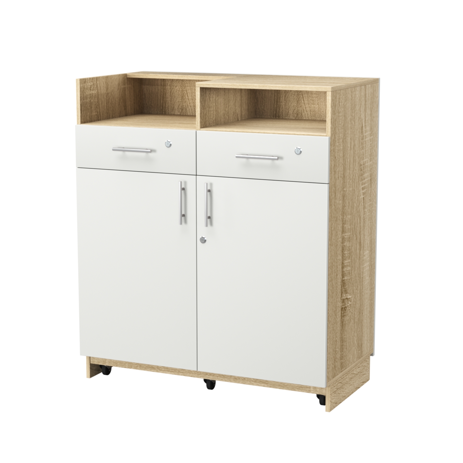 Кассовый прилавок "Диаманд" №9-1000 выкатной Дуб Сонома + Белый