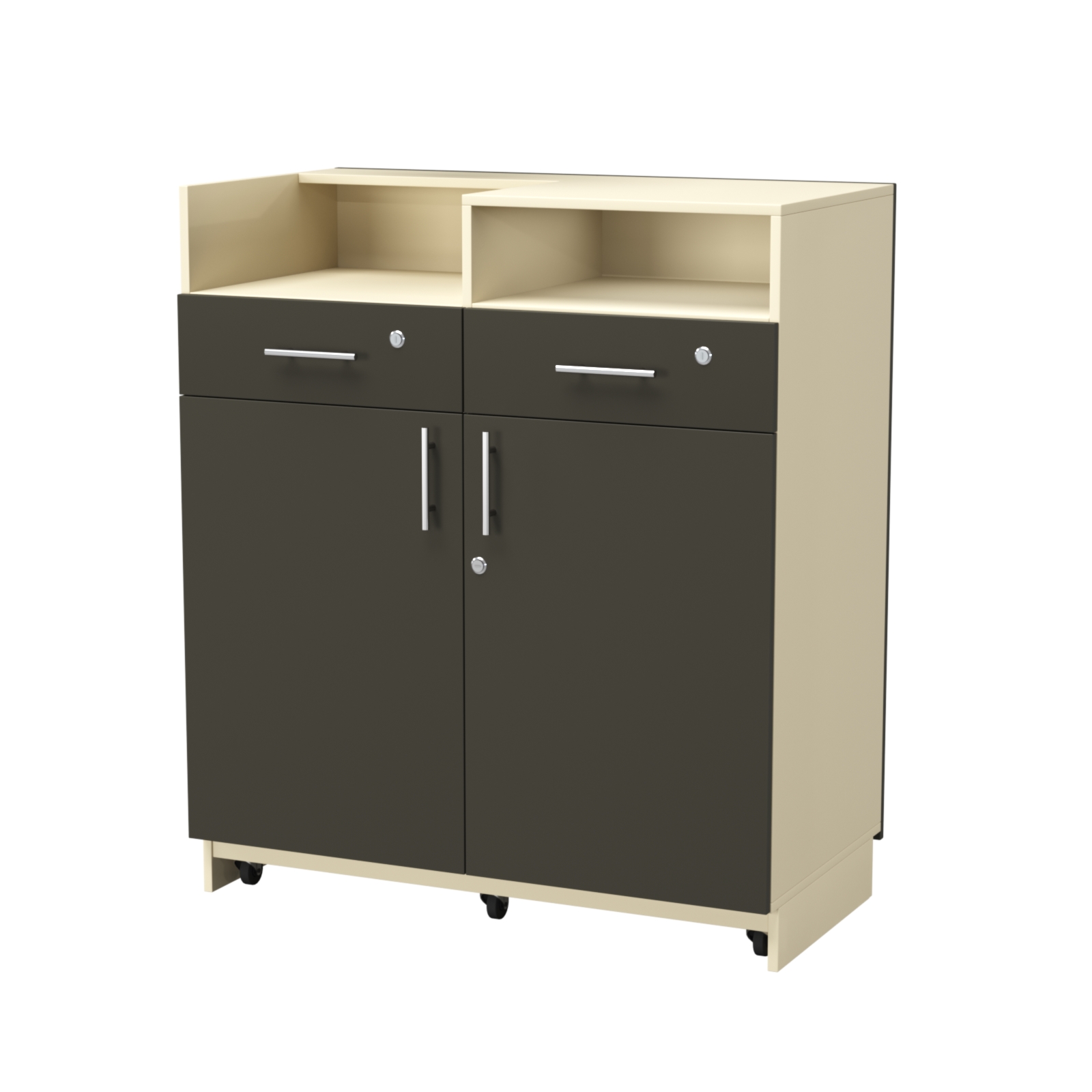 Кассовый прилавок "Диаманд" №9-1000 выкатной Крем Вайс + Черный