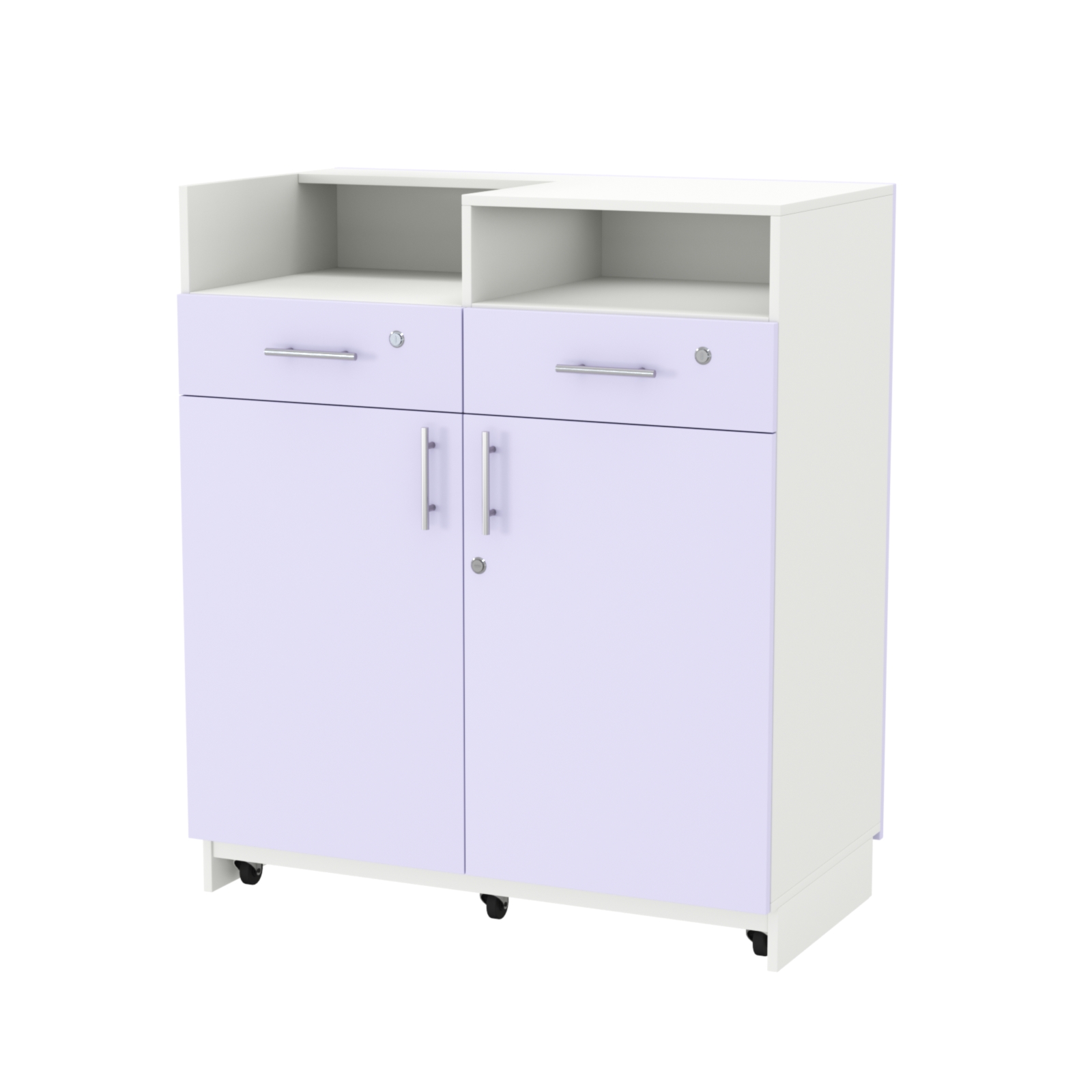 Кассовый прилавок "Диаманд" №9-1000 выкатной ЛДСП белый + МДФ сирень