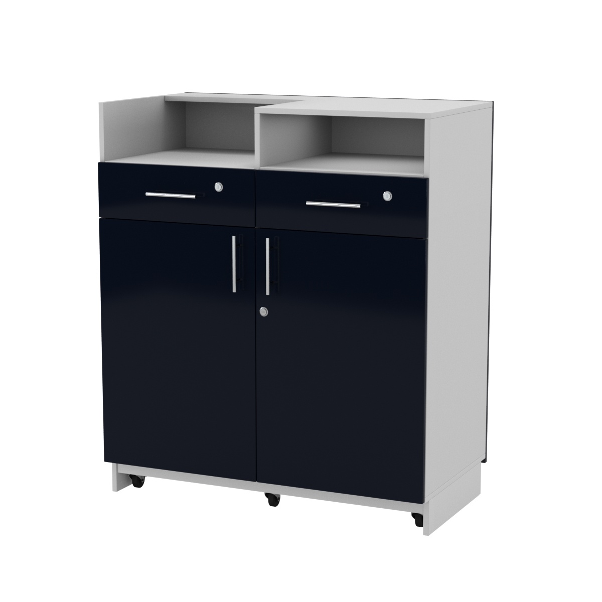 Кассовый прилавок "Диаманд" №9-1000 выкатной ЛДСП серый + МДФ инфиго