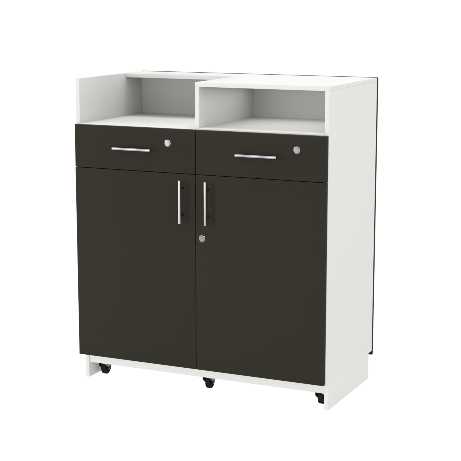 Кассовый прилавок "Диаманд" №9-1000 выкатной ЛДСП белый + МДФ черный