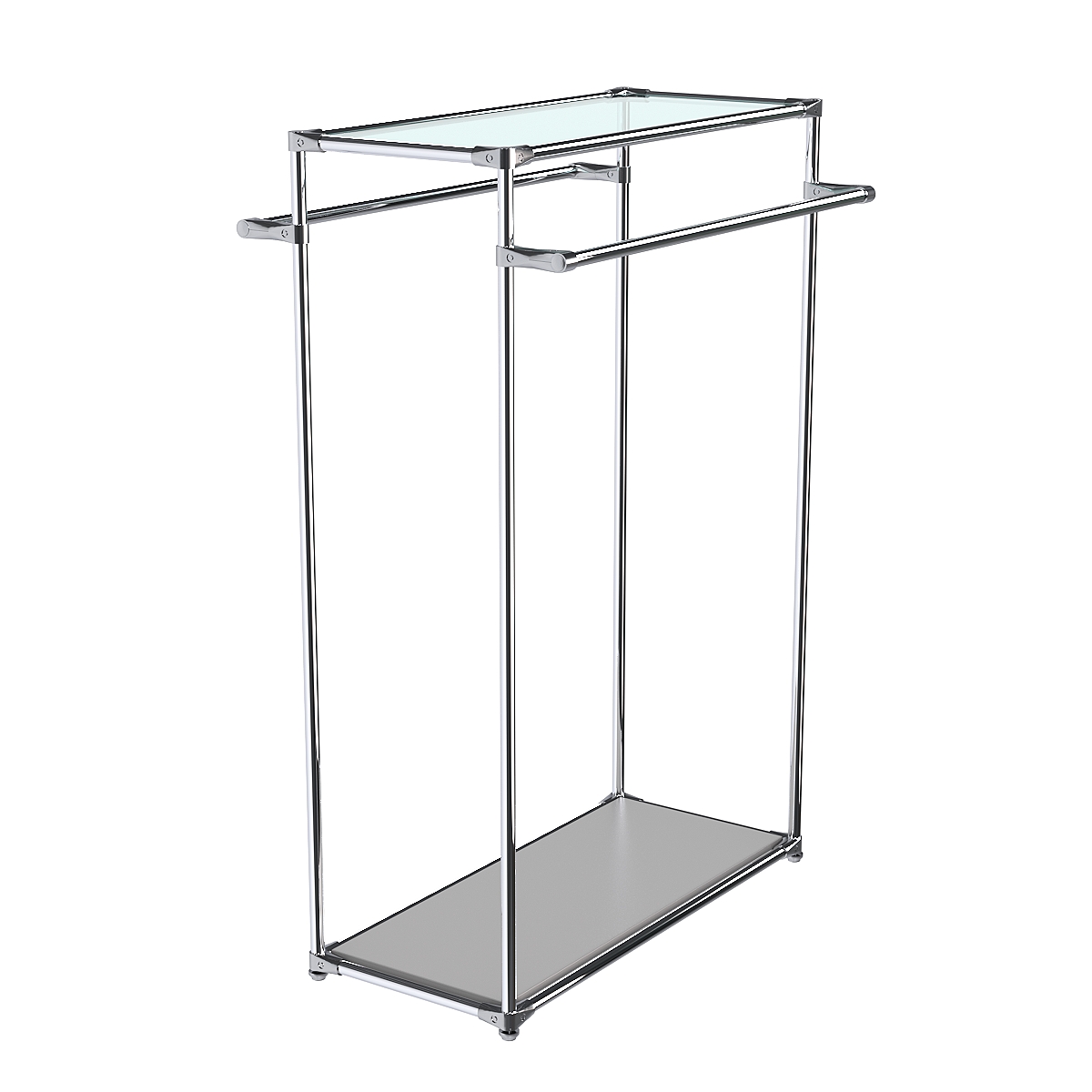 Хромированный стенд-вешало TD-38 №1-1 с полкой стекло 6мм (прозрачное) Серый