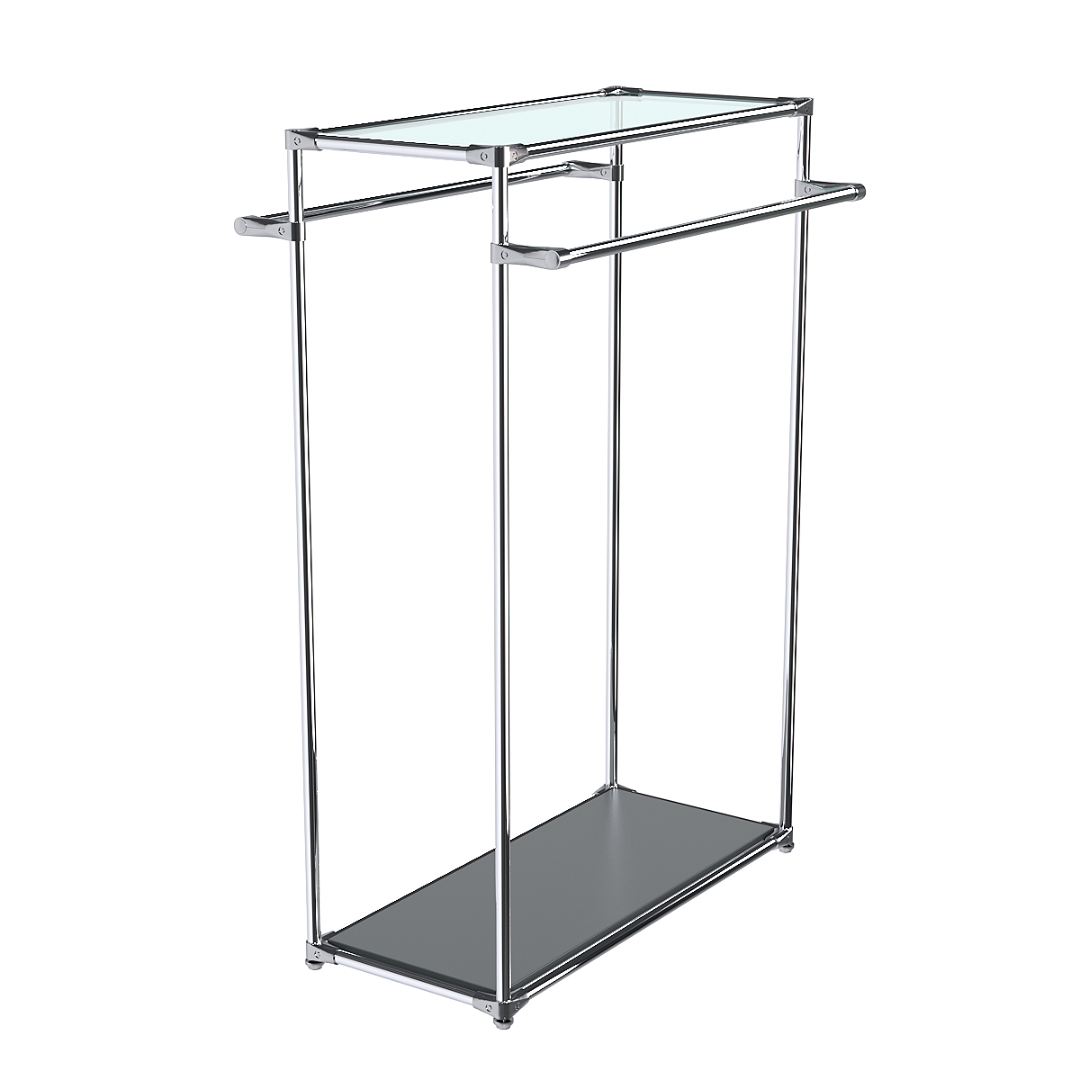 Хромированный стенд-вешало TD-38 №1-1 с полкой стекло 6мм (прозрачное) Темно-Серый