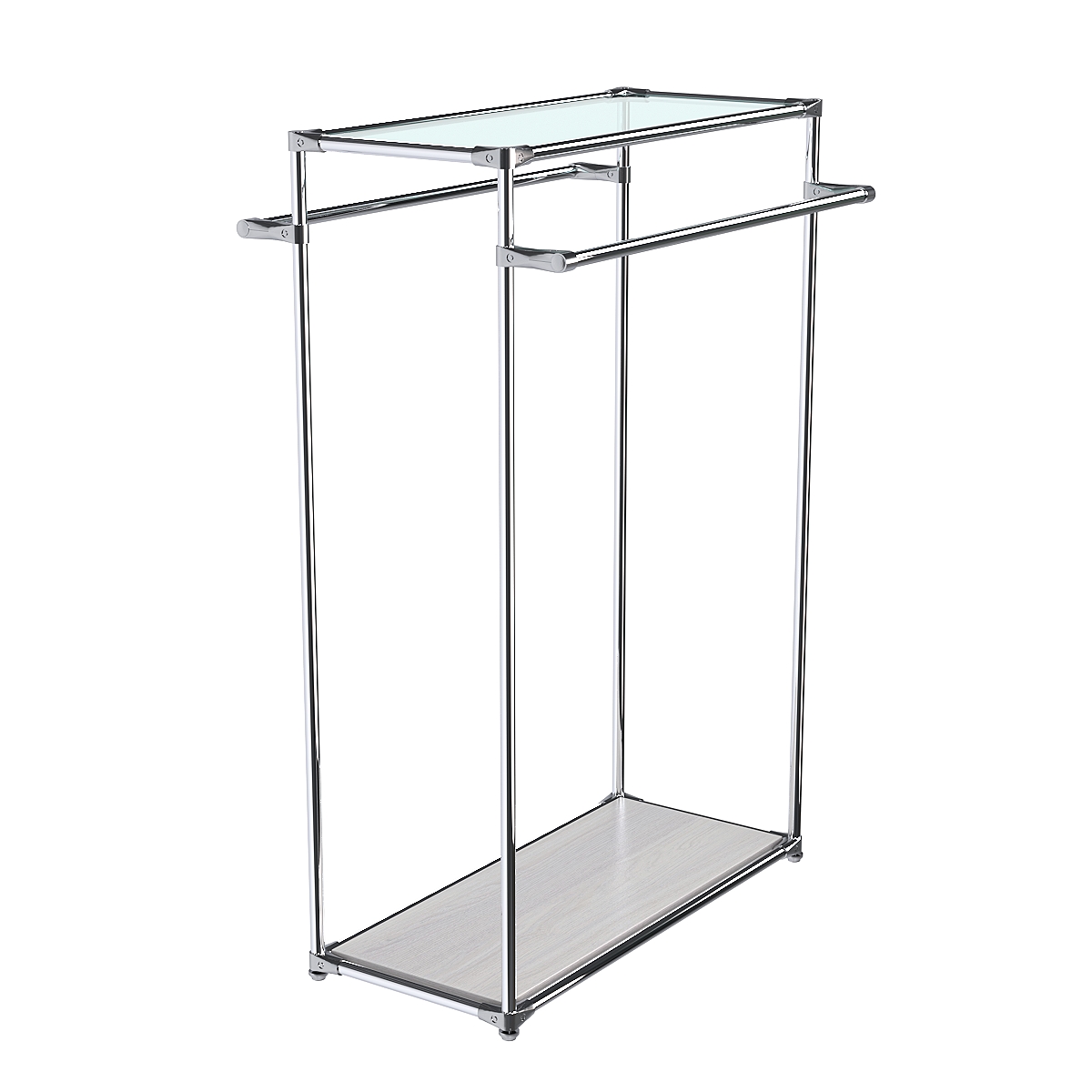 Хромированный стенд-вешало TD-38 №1-1 с полкой стекло 6мм (прозрачное) Ясень Анкор светлый - U31104