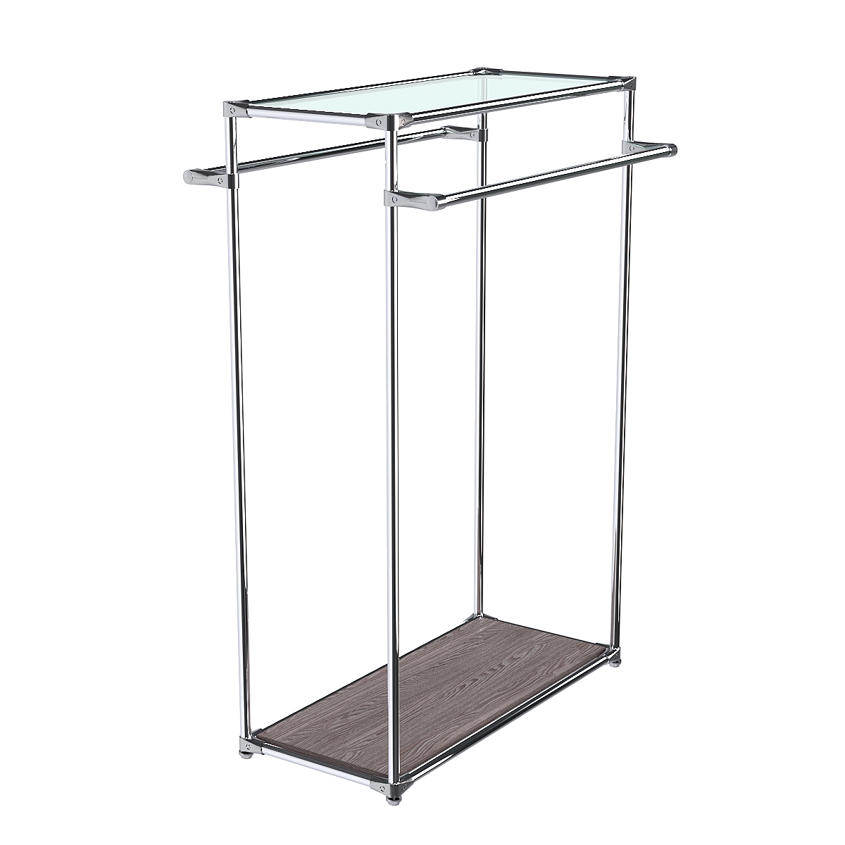 Хромированный стенд-вешало TD-38 №1-1 с полкой стекло 6мм (прозрачное) Ясень Анкор темный - U31105