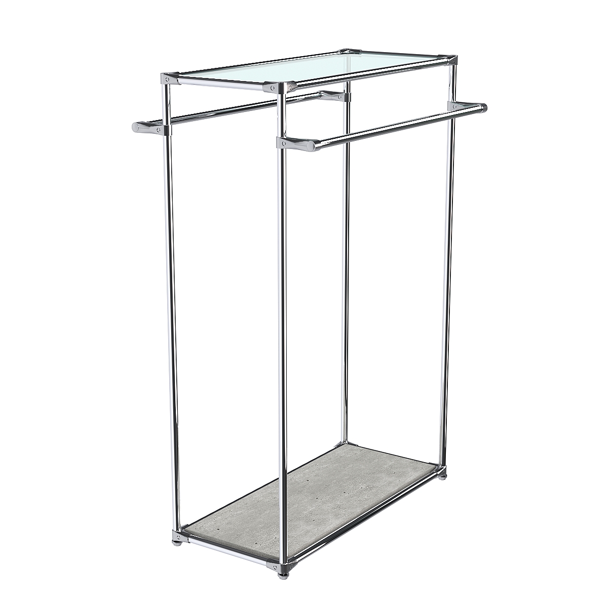 Хромированный стенд-вешало TD-38 №1-1 с полкой стекло 6мм (прозрачное) Метрополитан Грей