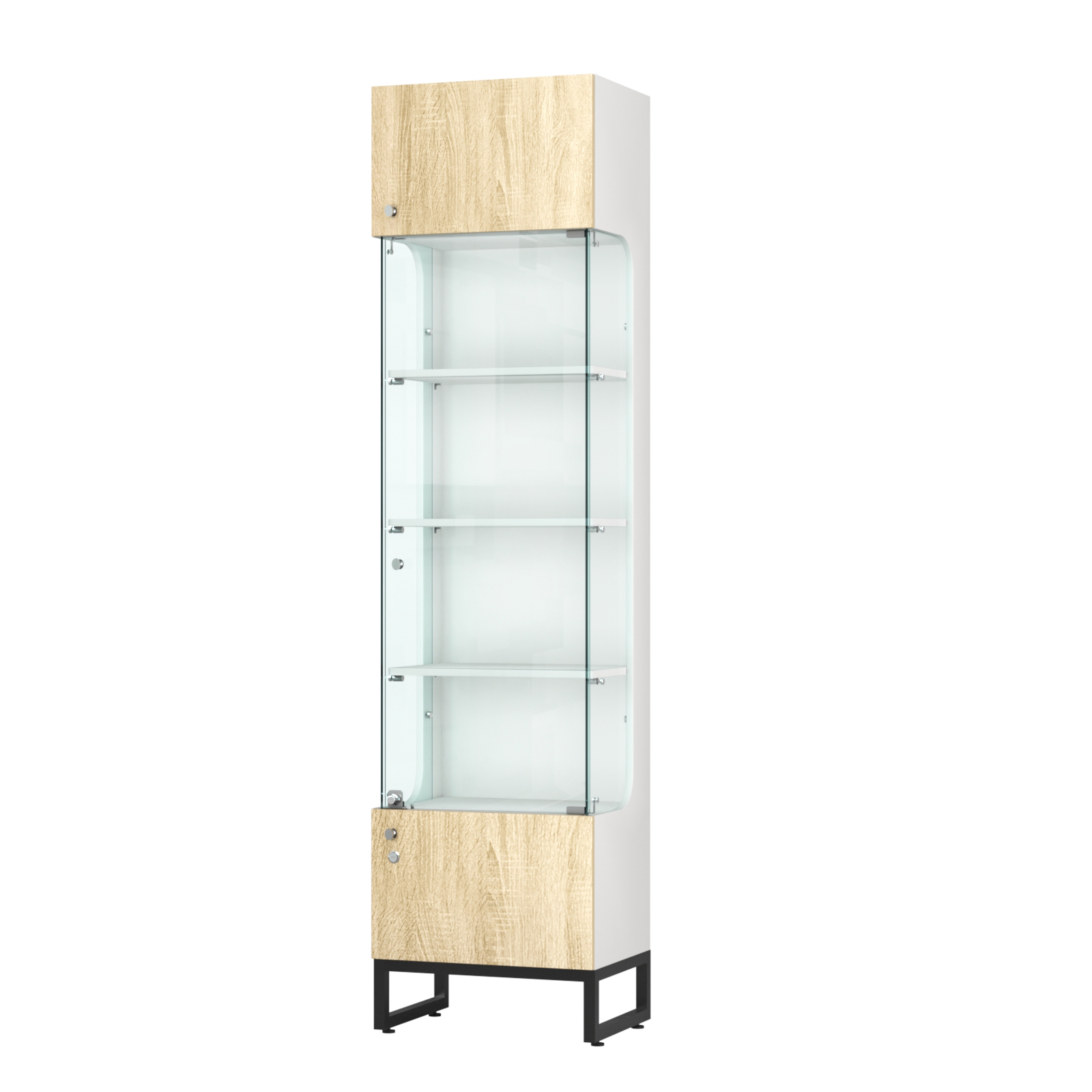 Витрина Монти №1 Белый + Дуб Сонома