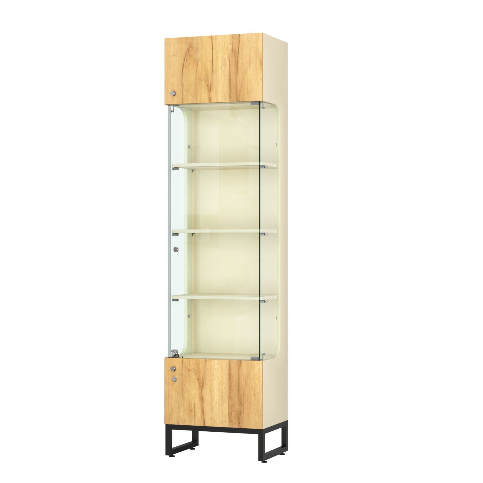 Витрина Монти №1 Крем Вайс и Дуб Золотистый