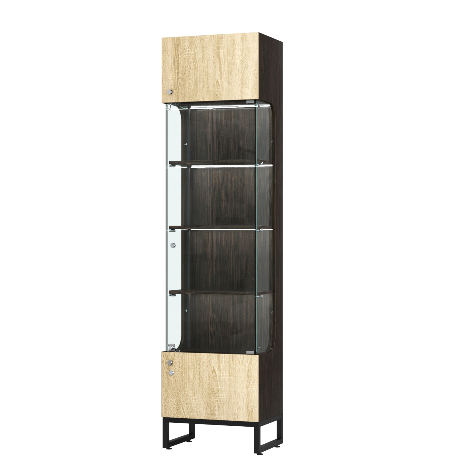 Витрина Монти №1-П Дуб Венге + Дуб Сонома