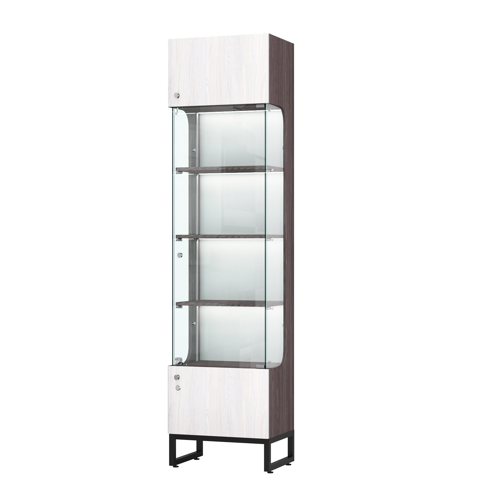 Витрина Монти №1-П Ясень Анкор темный + Ясень Анкор светлый