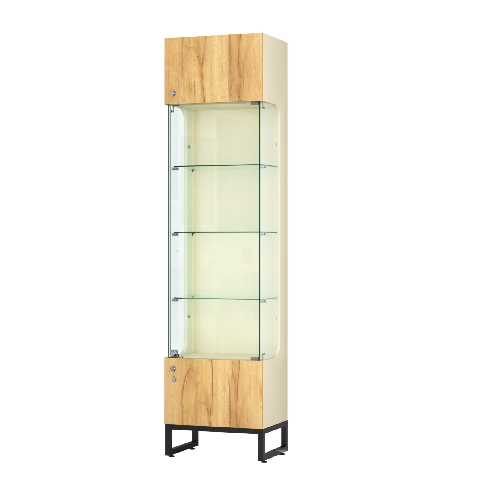 Витрина Монти №1-С Крем Вайс и Дуб Золотистый