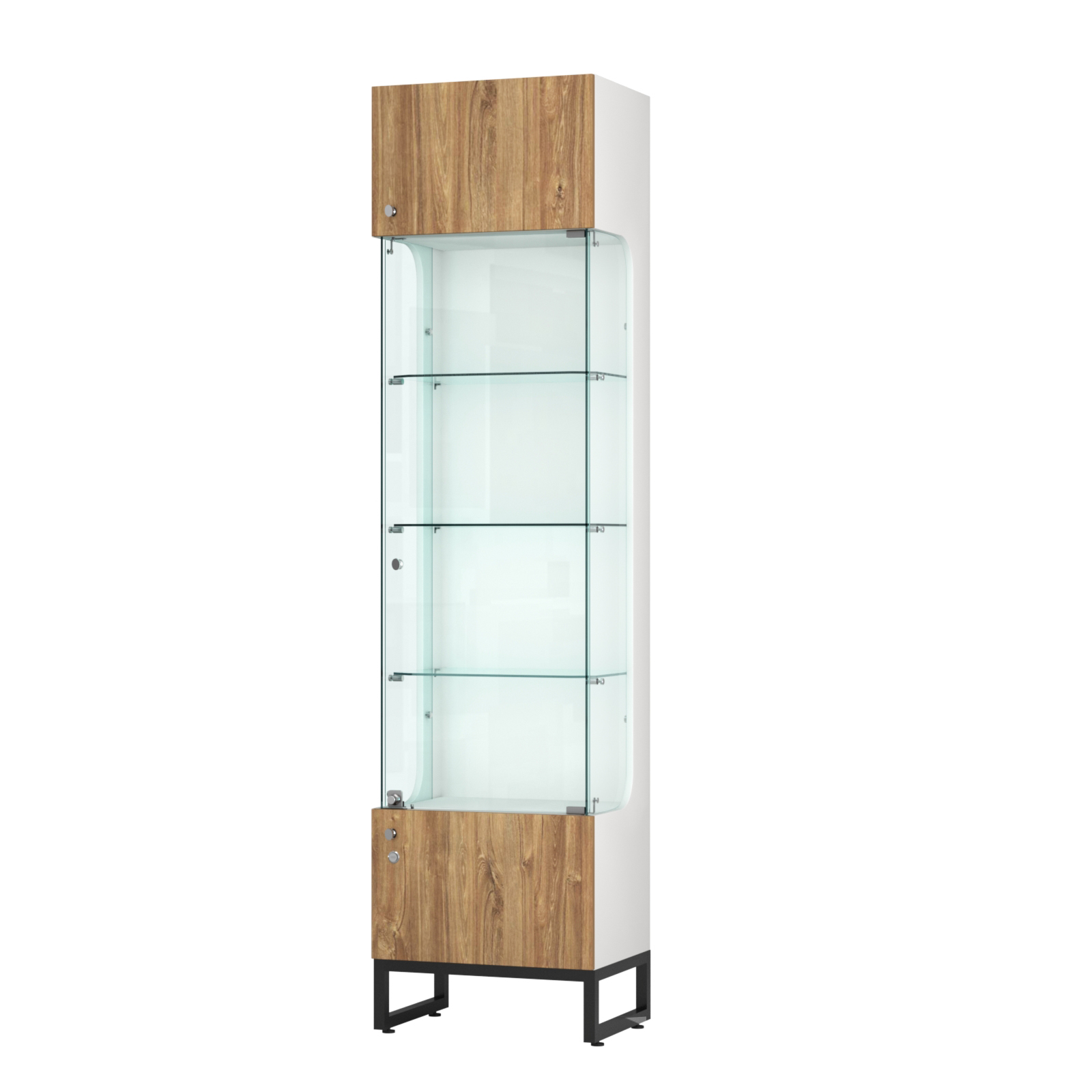 Витрина Монти №1-С Белый + Дуб канзас коричневый