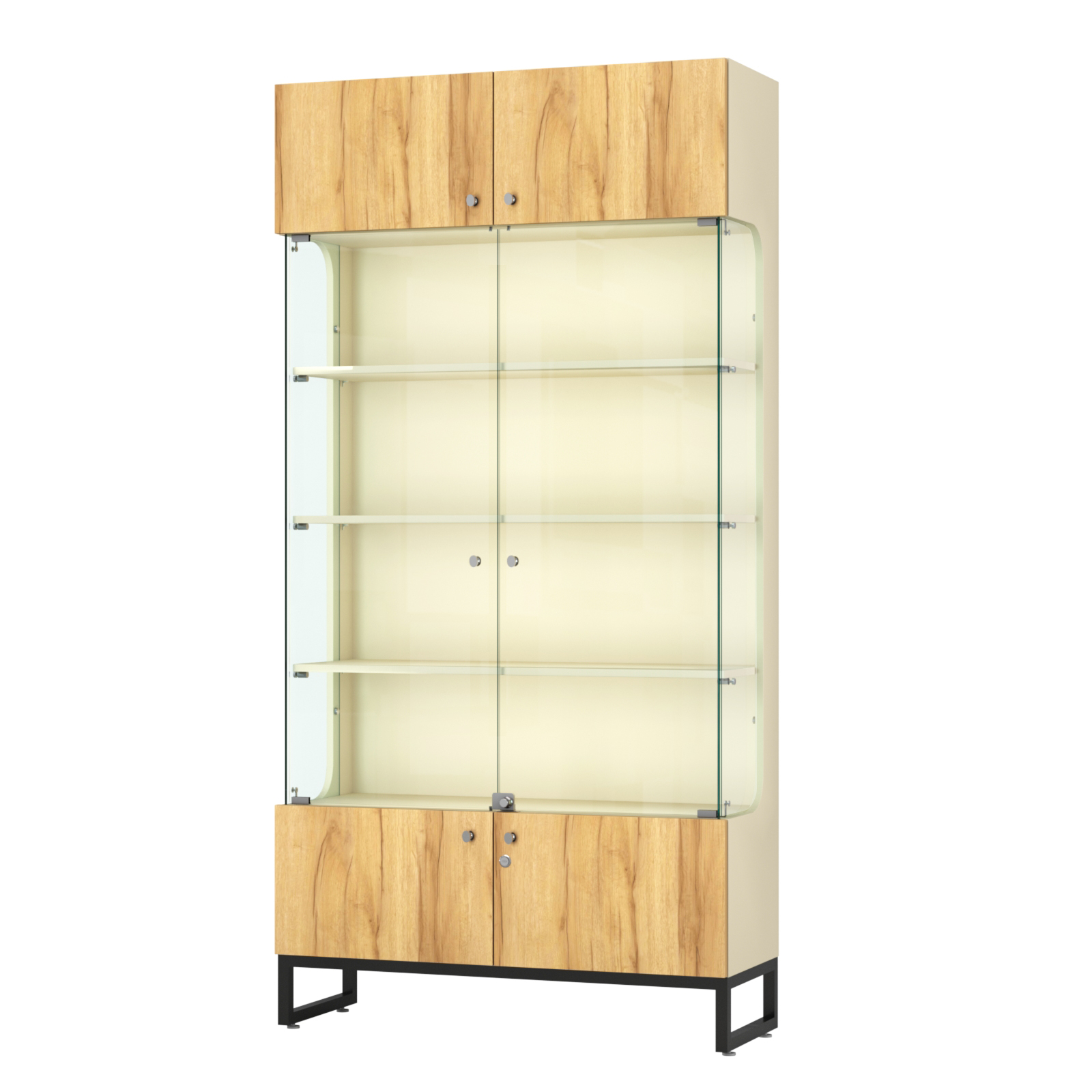 Витрина Монти №2 Крем Вайс и Дуб Золотистый