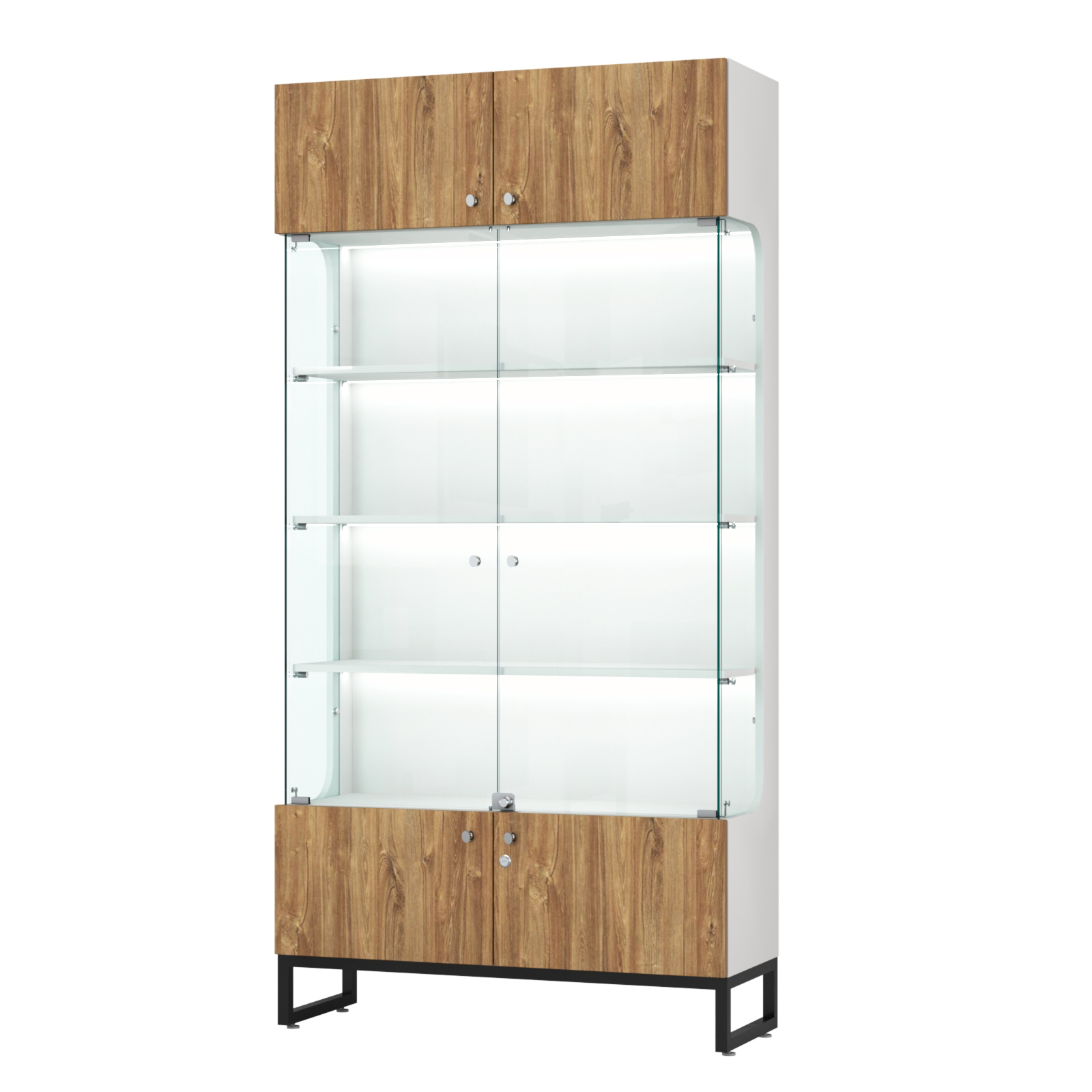 Витрина Монти №2-П Белый + Дуб канзас коричневый