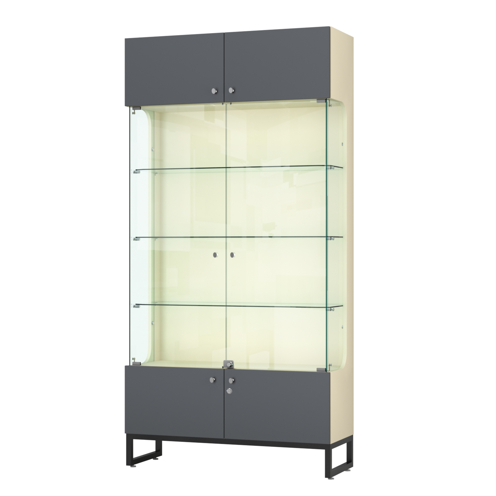 Витрина Монти №2-С Крем Вайс и Темно Серый U2236-U2601