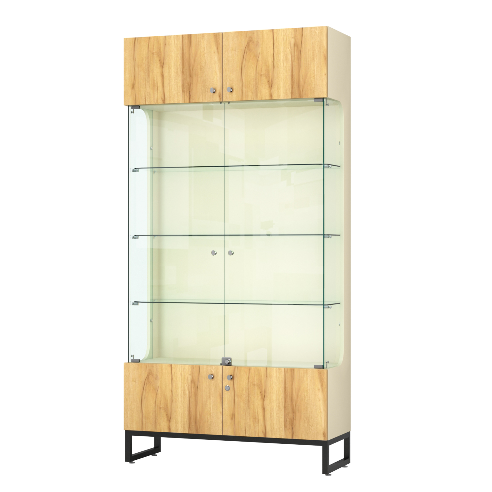 Витрина Монти №2-С Крем Вайс и Дуб Золотистый