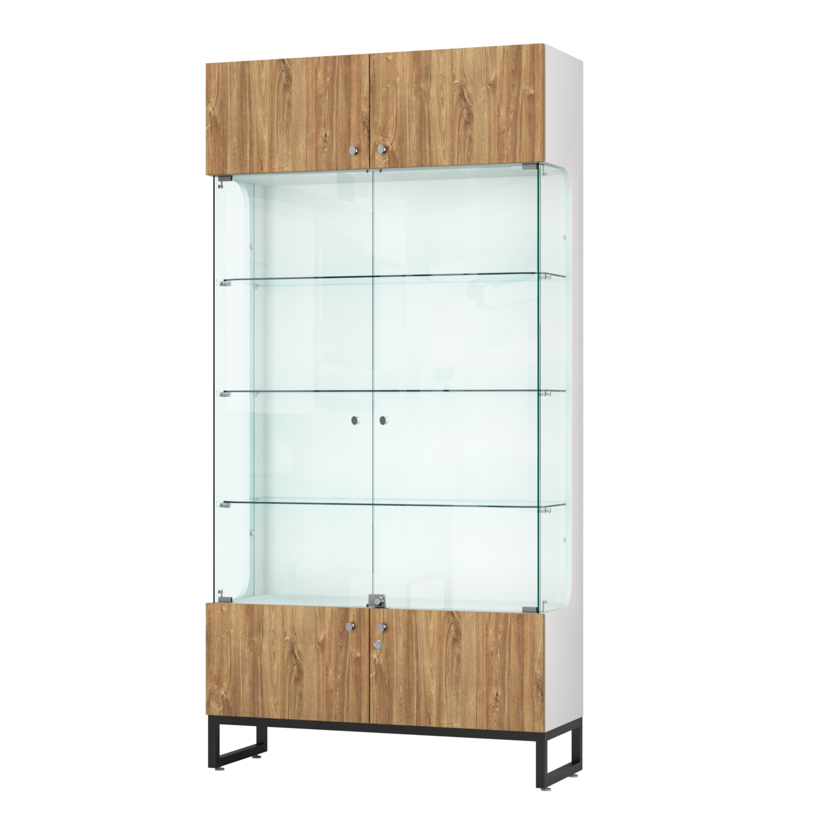 Витрина Монти №2-С Белый + Дуб канзас коричневый