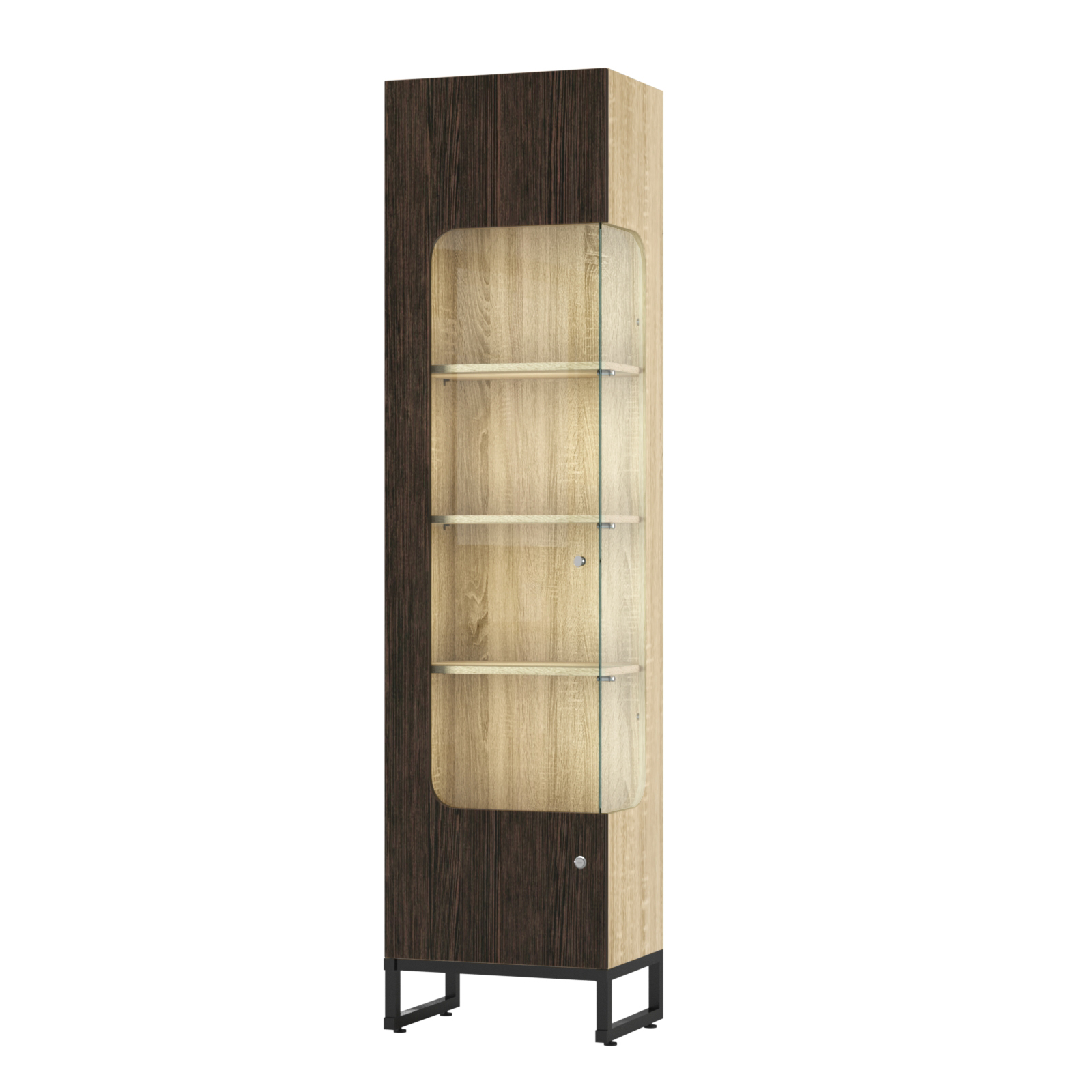 Витрина Монти №3 правая Дуб Сонома + Дуб Венге