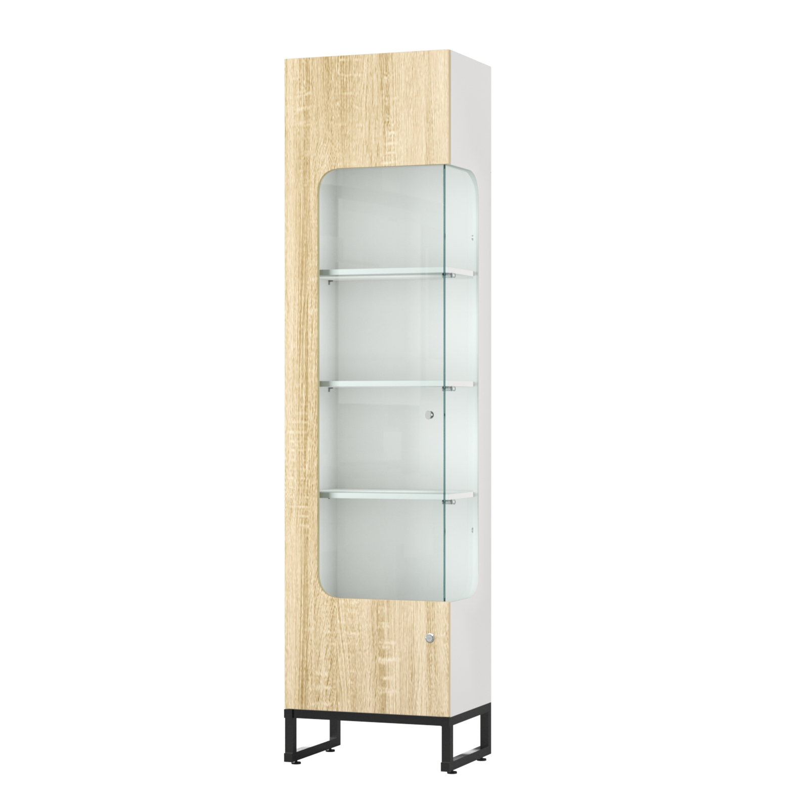 Витрина Монти №3 правая Белый + Дуб Сонома