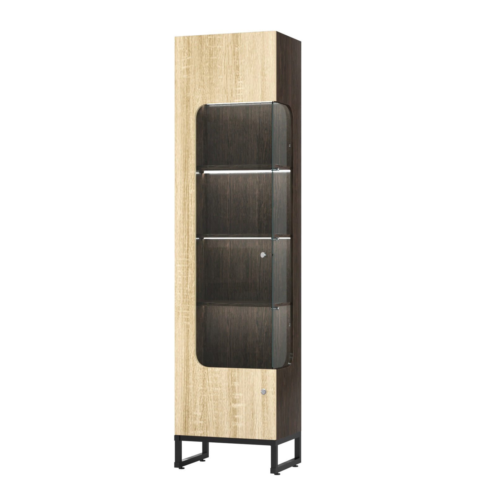 Витрина Монти №3-П правая Дуб Венге + Дуб Сонома