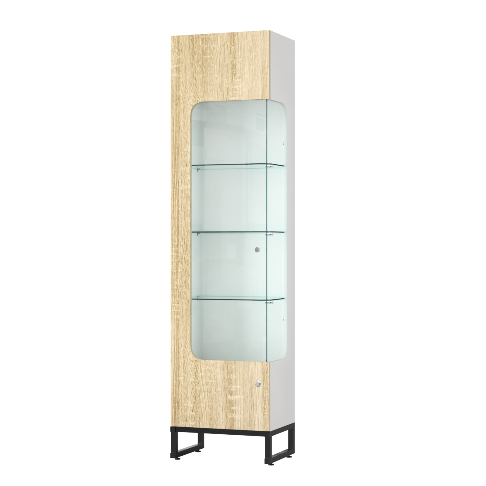 Витрина Монти №3-С правая Белый + Дуб Сонома