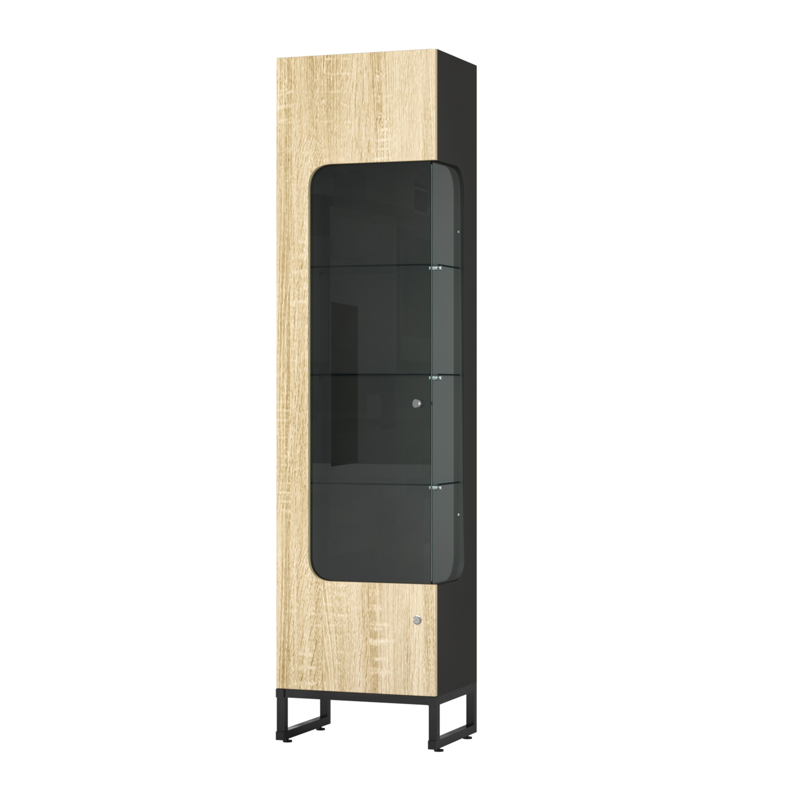 Витрина Монти №3-С правая Черный + Дуб Сонома