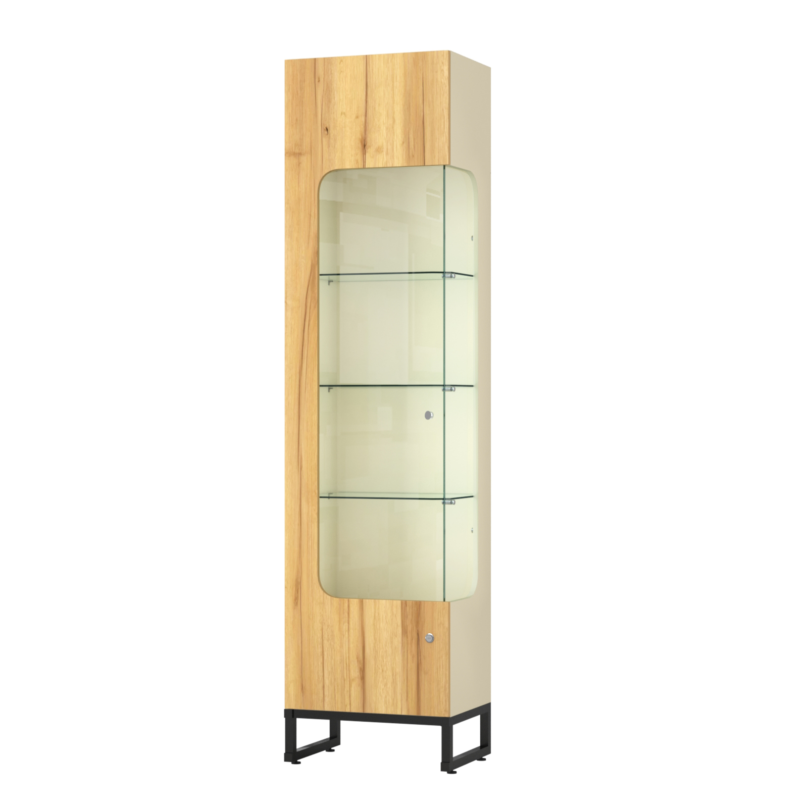 Витрина Монти №3-С правая Крем Вайс и Дуб Золотистый