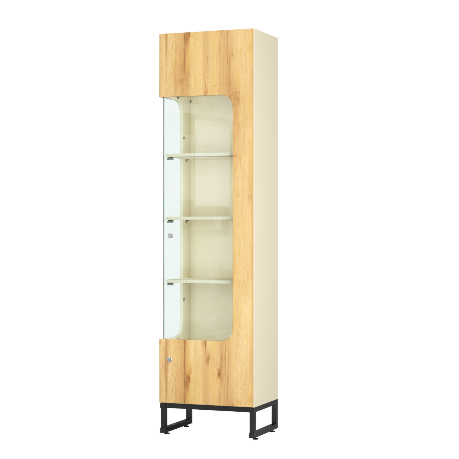 Витрина Монти №4 левая Крем Вайс и Дуб Золотистый