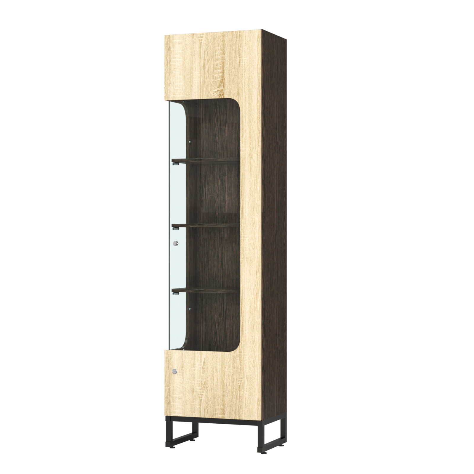 Витрина Монти №4 левая Дуб Венге + Дуб Сонома